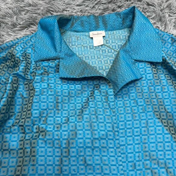 Neiman Marcus Vintage Blue Open Front Blouse Size Large - Picture 3 of 8
